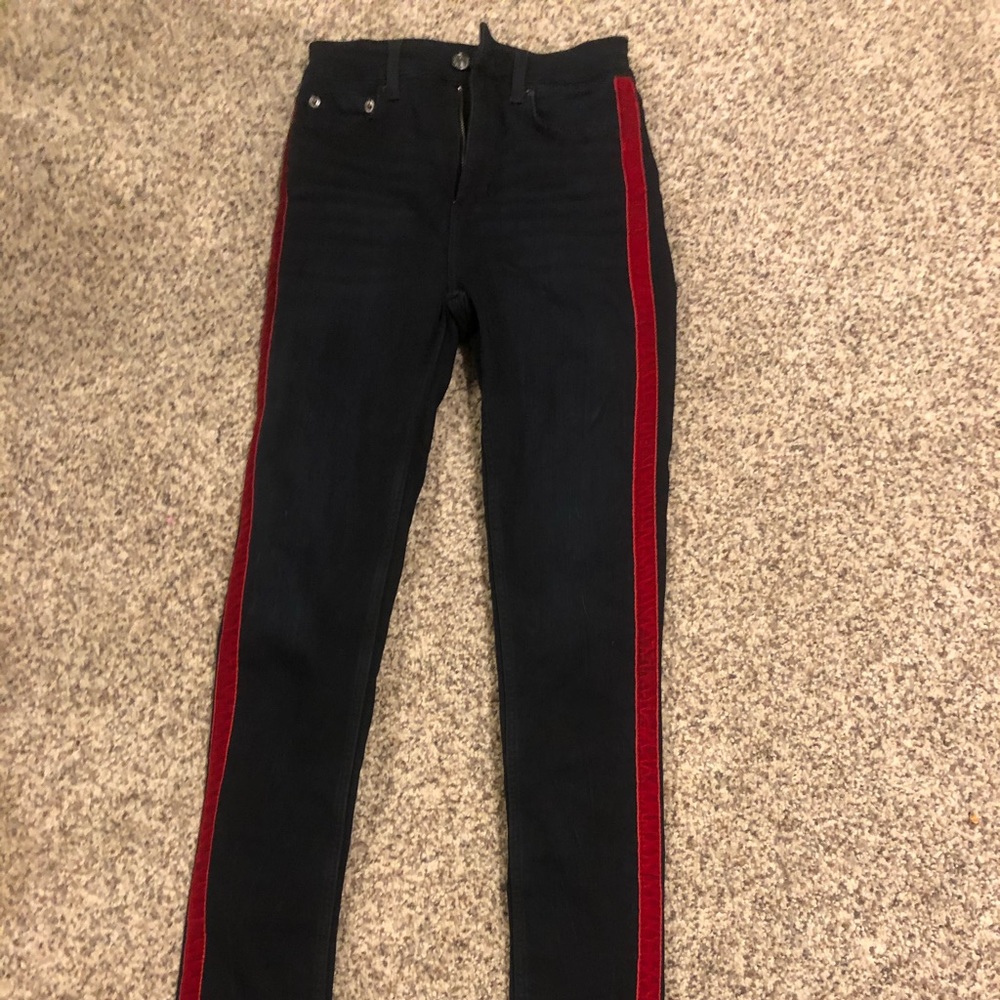 Zara navy with red stripe jeans